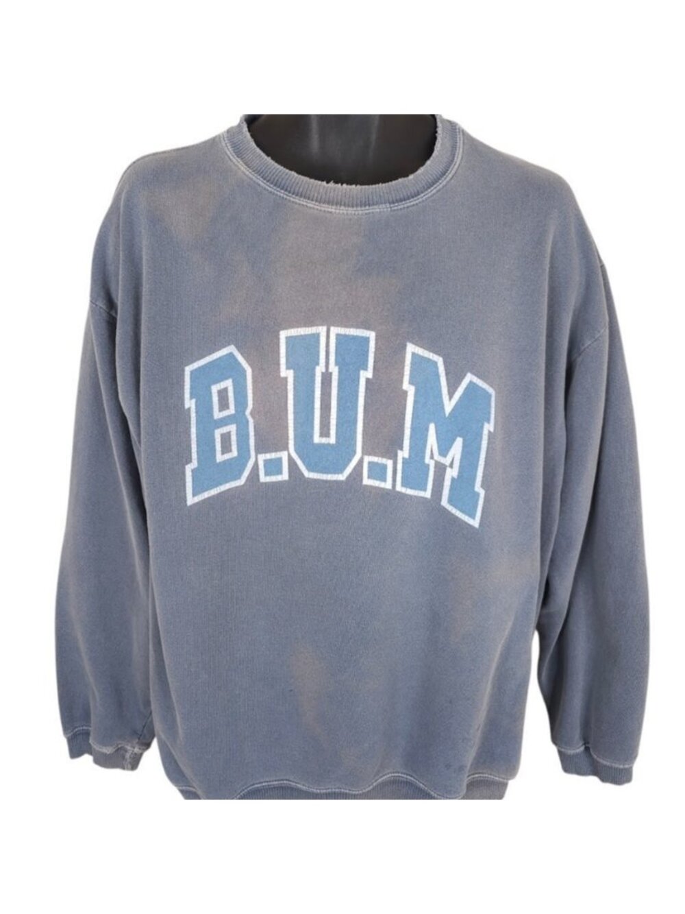 Vintage BUM Equipment Sweatshirt Mens Size Large Blue 90s B.U.M Streetwear - Picture 2 of 9